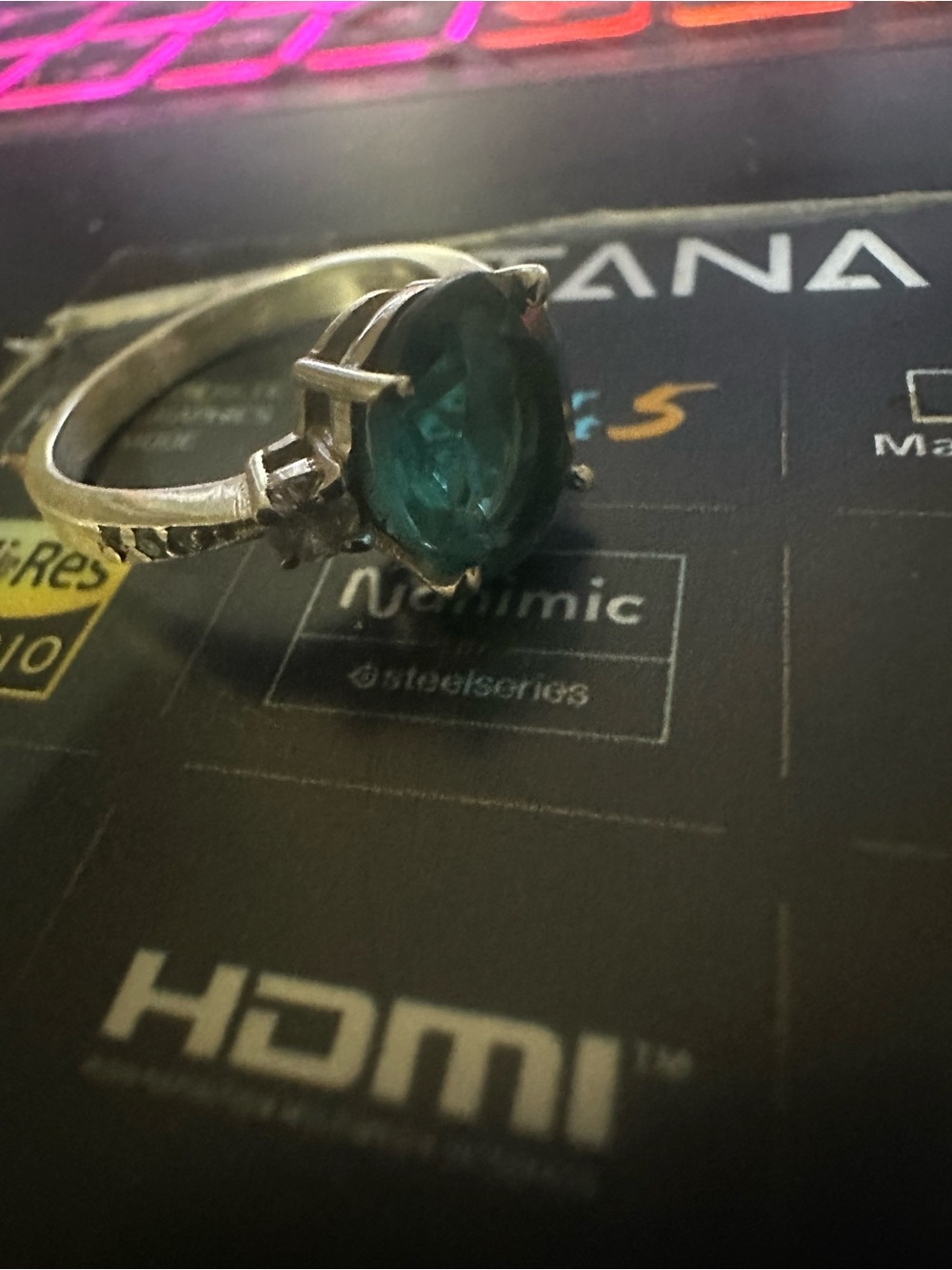 Silver unisex Ring with Teal Blue Paraiba Tourmaline gemstone